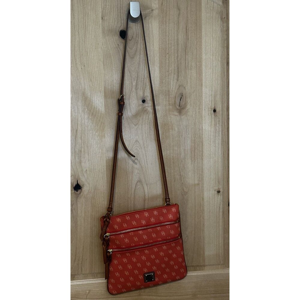 Dooney & Bourke Orange Penrose Triple Zip Crossbody EUC